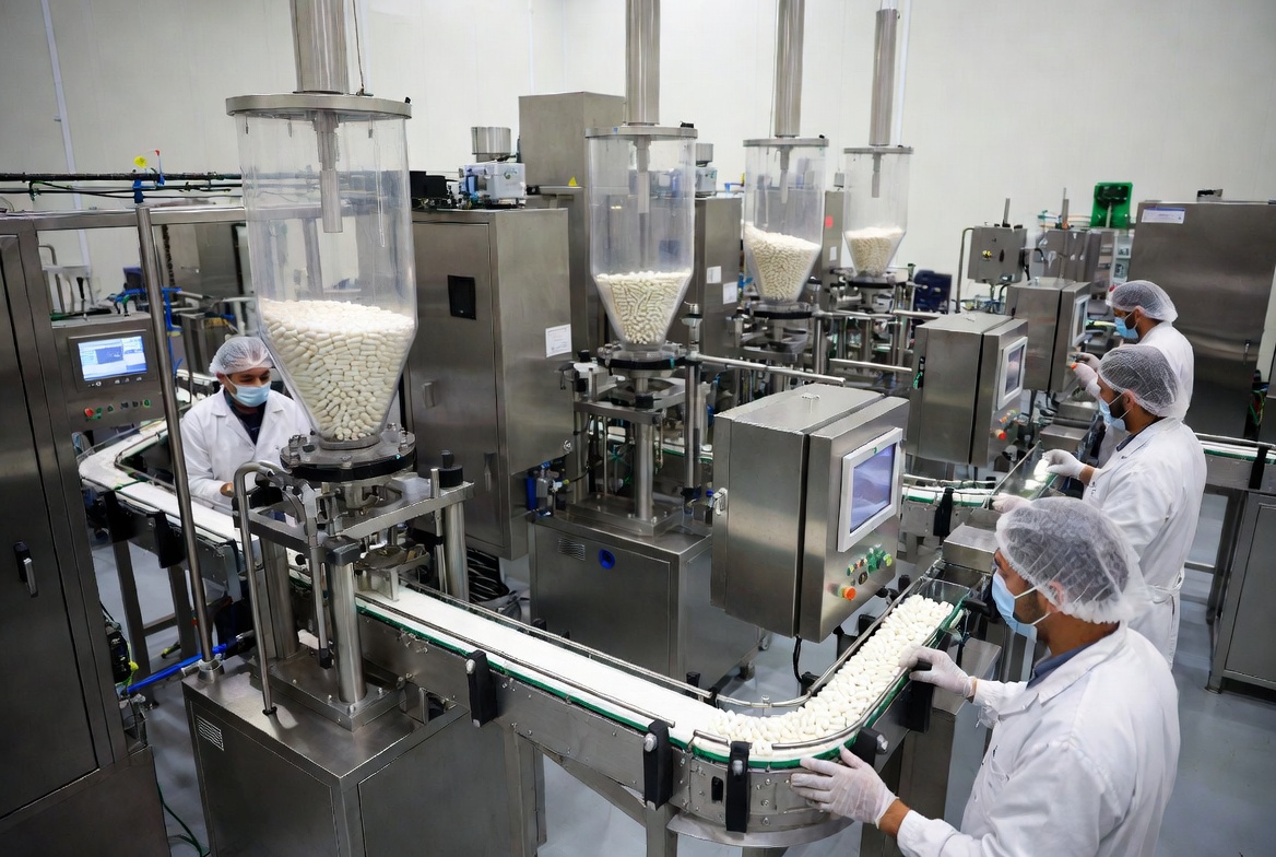 Capsule Production Line In Modern Factory