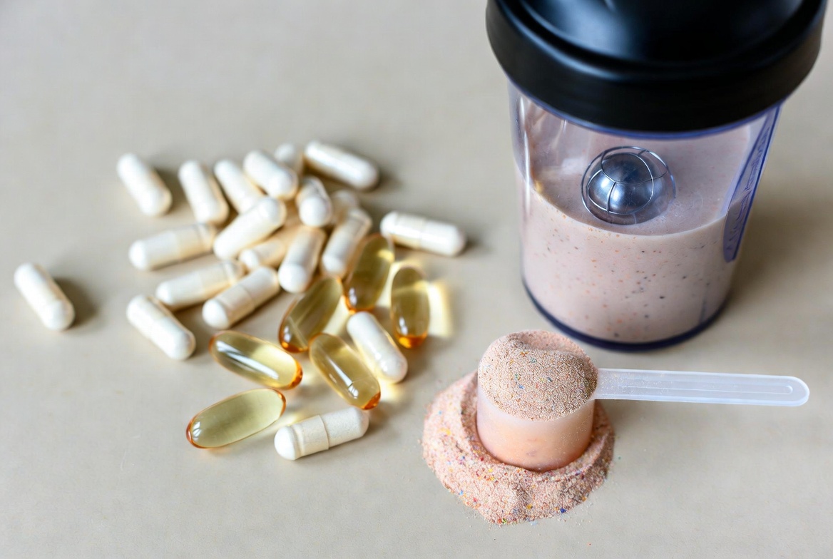 BCAA Capsules And Powder Close Up